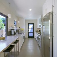 long walk-through kitchen interior