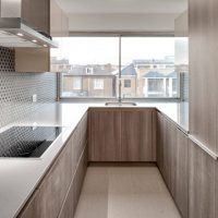 Narrow minimalist kitchen