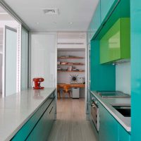 Kitchen furniture with turquoise facades