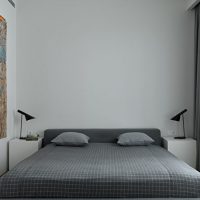 Gray textile in the design of the bedroom