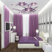 Violet color in bedroom interior
