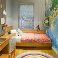 Geographical map on a nursery wall