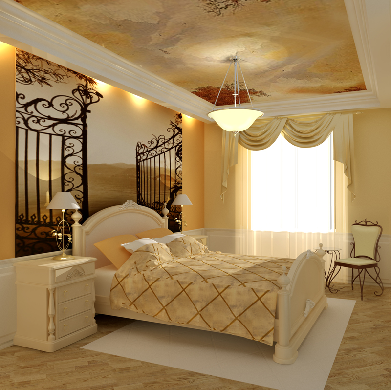 Narrow classic bedroom