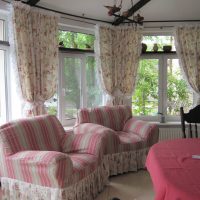 Upholstered chairs with pink stripes