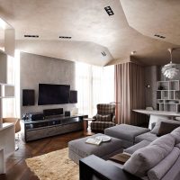 Living room design in gray shades