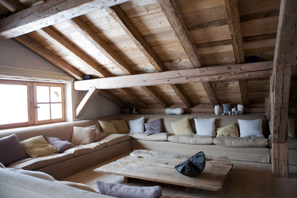 Furnishing a living room in the attic of a country house