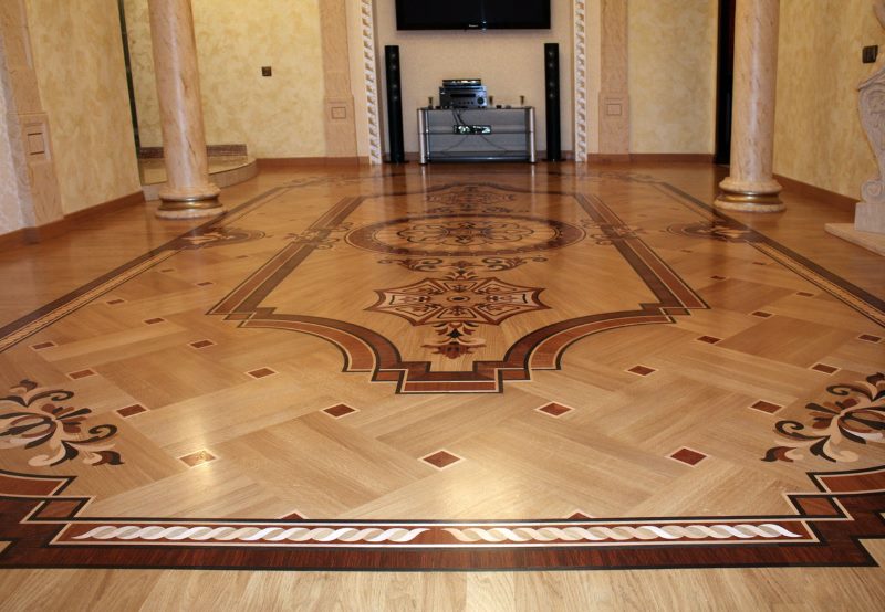 Hall of a private house with art parquet