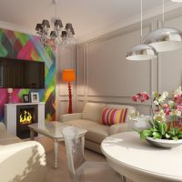 Living room design in pastel colors.
