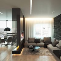 Black color in the design of a studio apartment