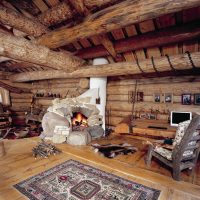 Retro interior of a log house