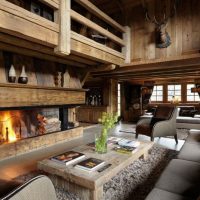 Interior design in a wooden house