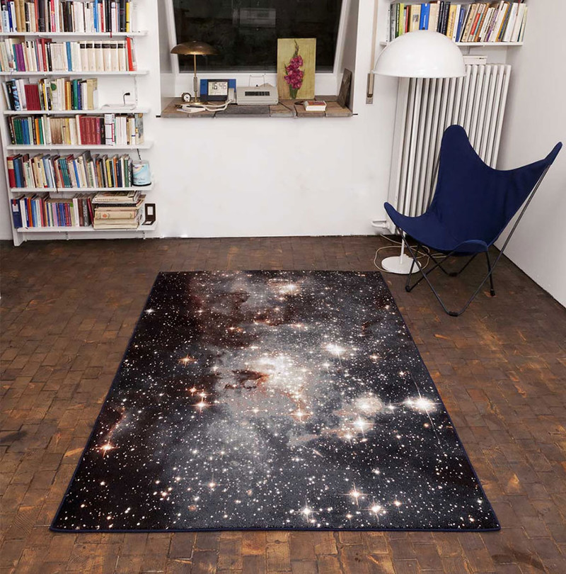 Unusual rug with a pattern of the starry sky