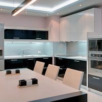 Corner kitchen with built-in appliances