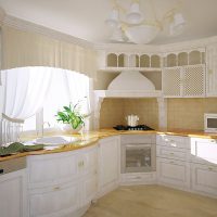 L-shaped kitchen with sink under the window
