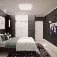 Design of a modern bedroom in gray shades