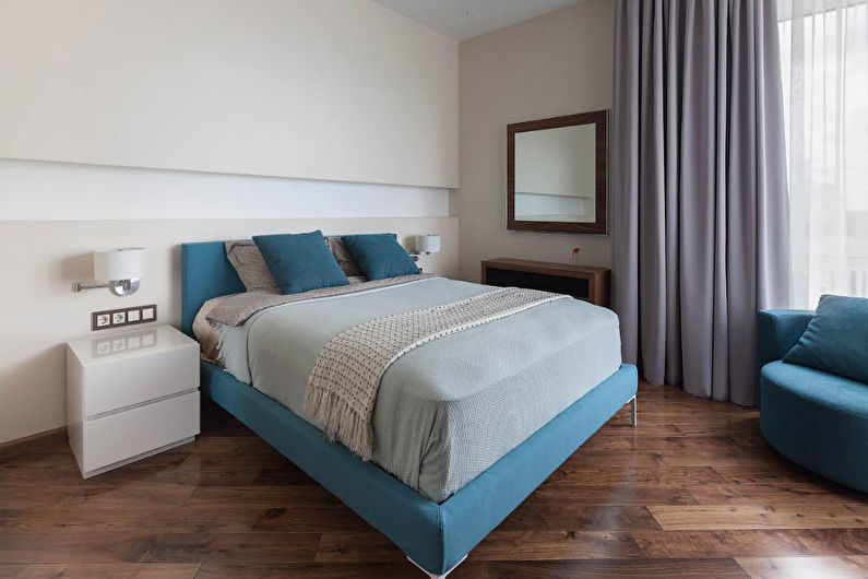 Laminate flooring in a panel house bedroom
