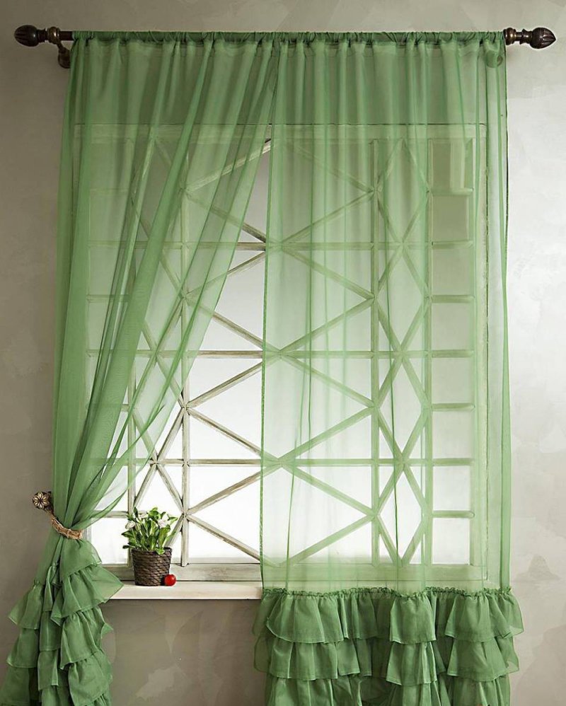Light transparent tulle curtains