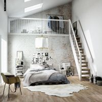 Attic loft style apartment with high ceiling