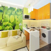 Wall mural with big green leaves
