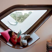 A place to read books in an unusual window