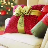 Red pillow with a beautiful bow