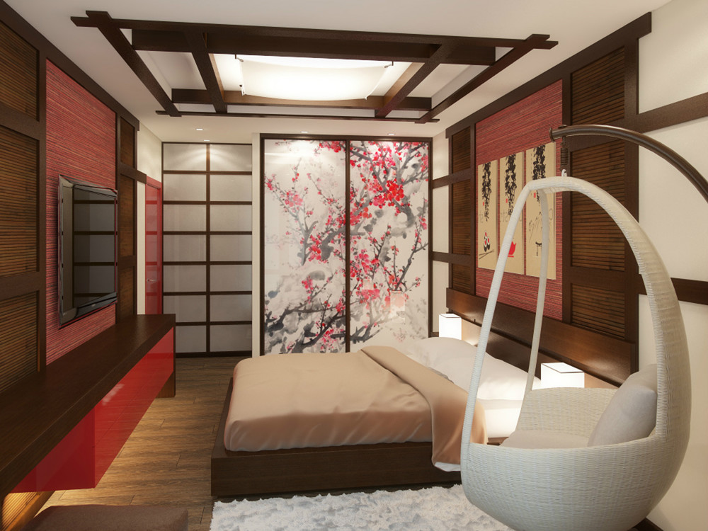 Sedia sospesa nella camera da letto giapponese