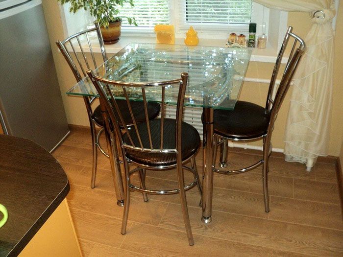 Dining table with glass top