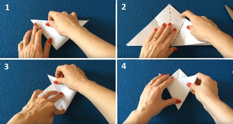 The procedure for folding paper in the manufacture of snowflakes