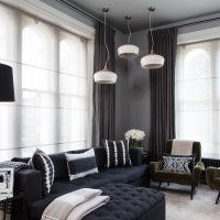 Living room design in dark shades
