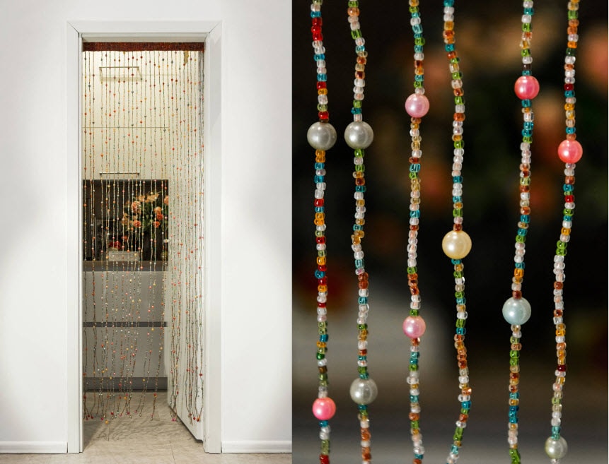 Doorway decoration with homemade bead curtains