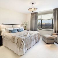 Lighting in the bedroom with roman blinds