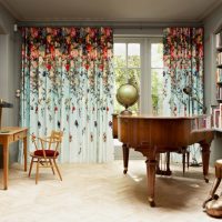Retro style curtains with photo printing