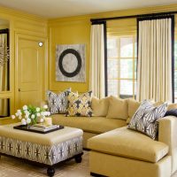 Yellow walls in the hall of a country house