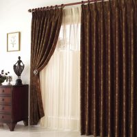 Folded curtain in dark brown