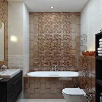 Brown tile on the bathroom wall