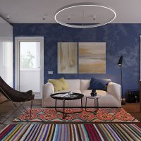Blue color in the interior of a modern living room