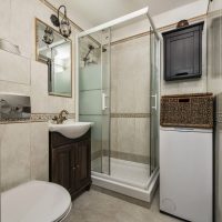Shower cubicle with glass partitions
