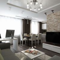 Artificial stone in the walls of the living room