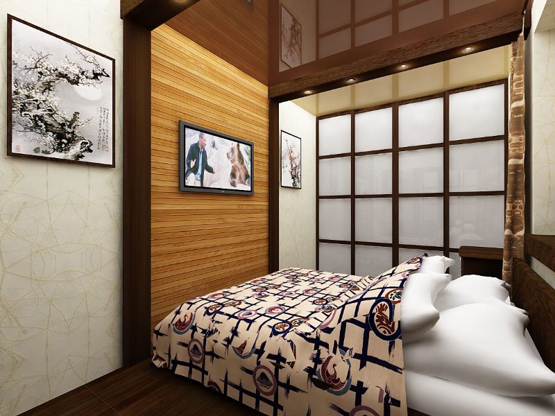 Intérieur de chambre à coucher de style japonais