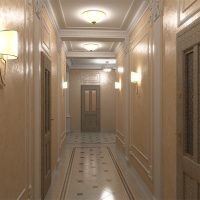 Ceramic floor in the classic style hallway