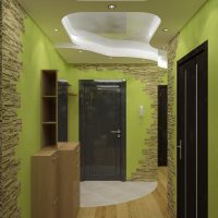 Light green walls of a small corridor
