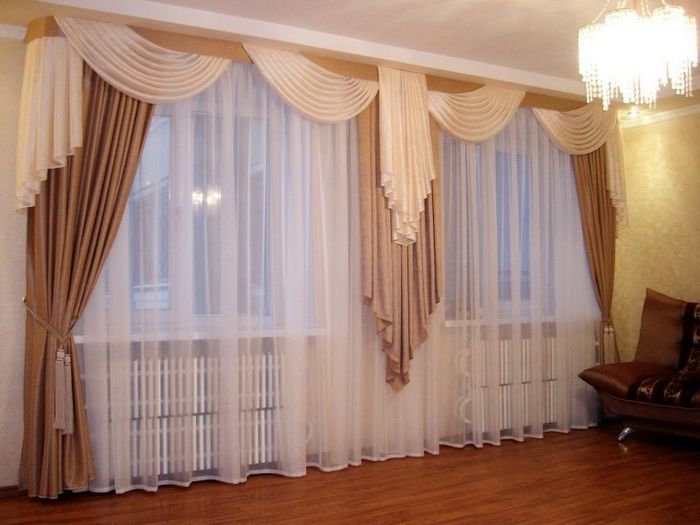 Decoration curtains living room with two windows