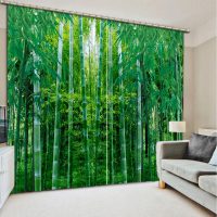 Forêt de bambous avec des rideaux dans le salon