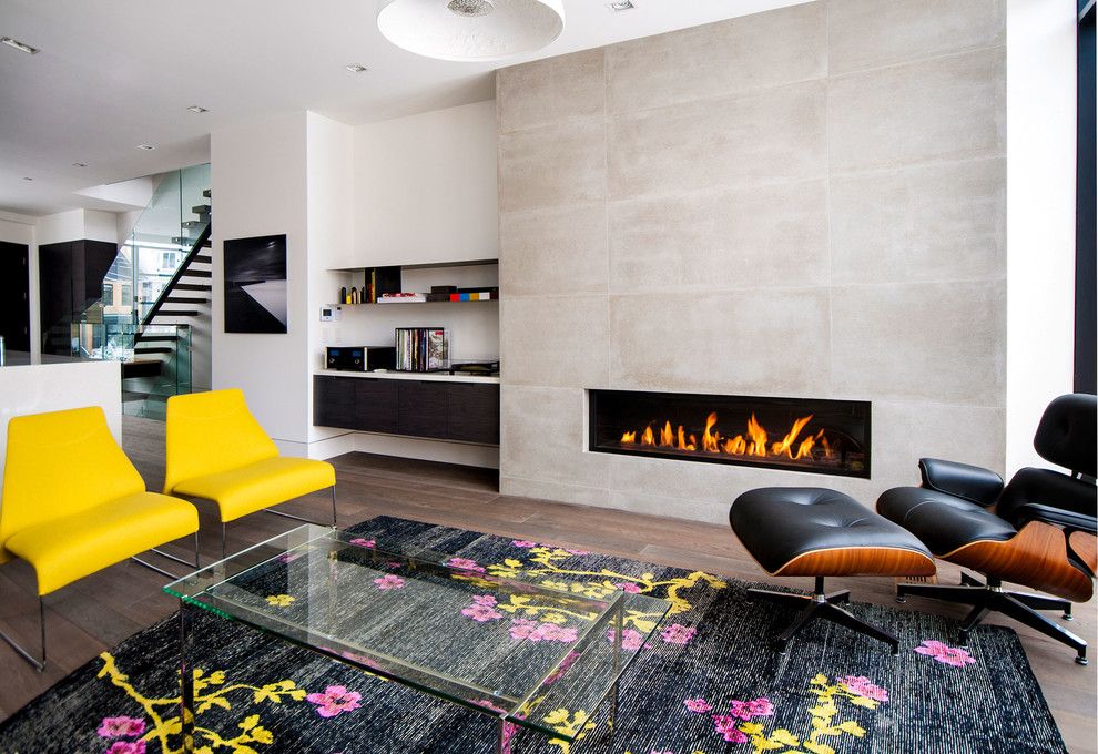 Yellow chairs in the interior of a modern living room