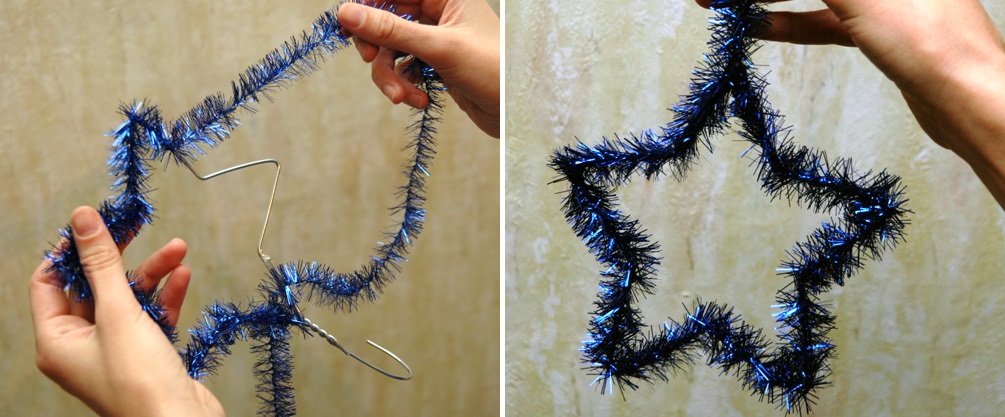 DIY Christmas star made of wire