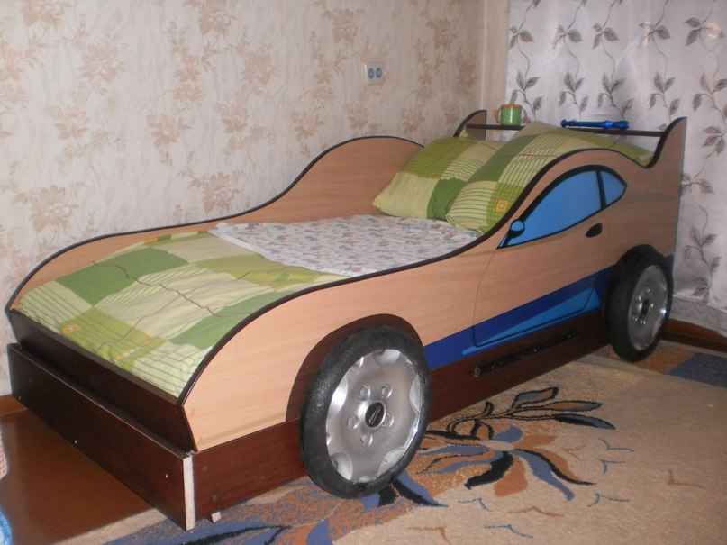 Homemade car-shaped crib