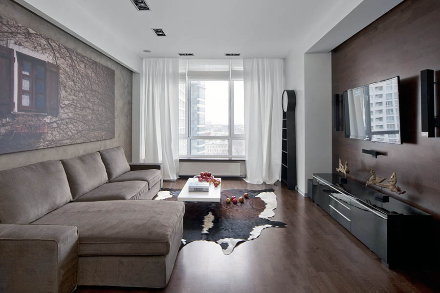 L'interno del soggiorno Krusciov in stile minimalista