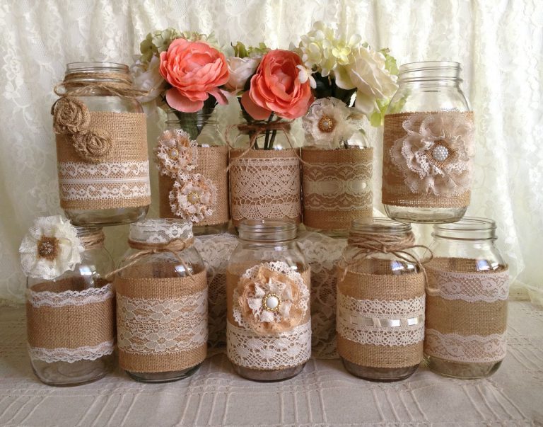 Decor of cans with burlap and tulle