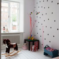 Light wall with dark polka dots