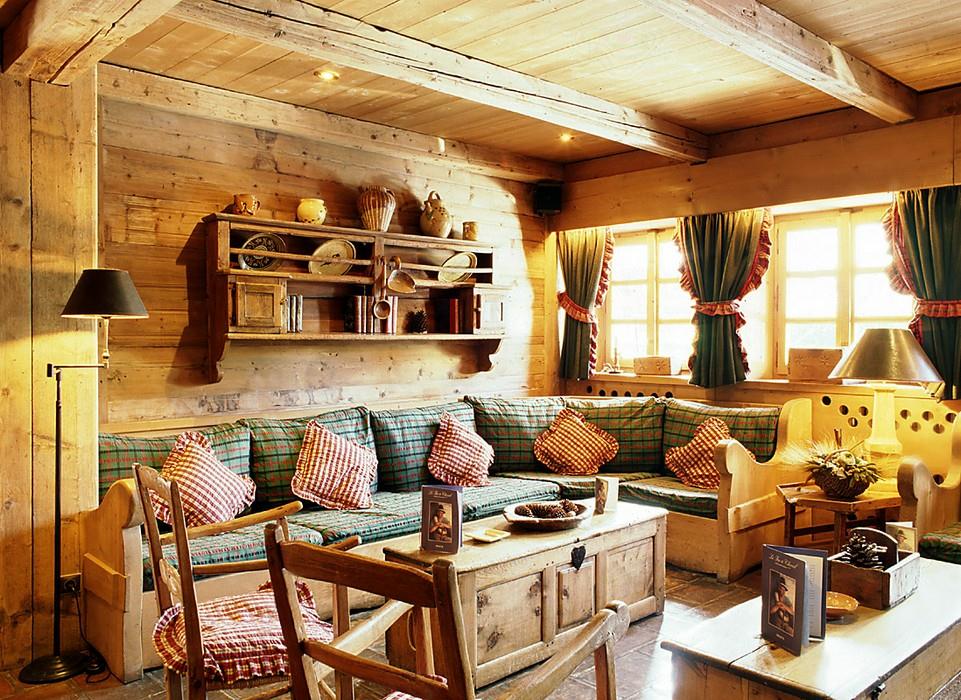 Wooden furniture in the interior of a country house